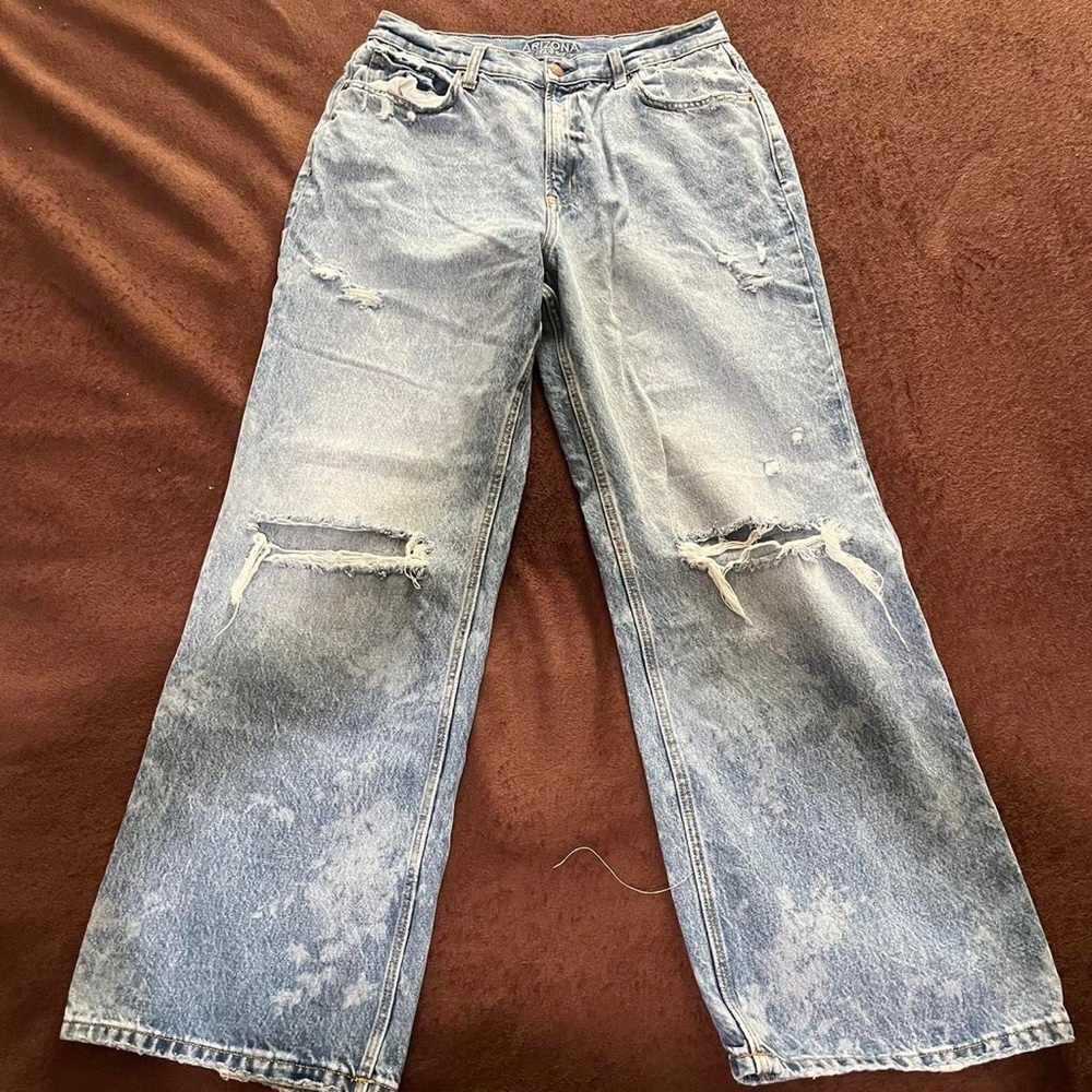 Women’s Size 15 Grunge Punk Acid Washed Ripped Jeans